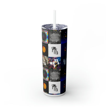 Colplay Album Cover Collage Skinny Tumbler with Straw