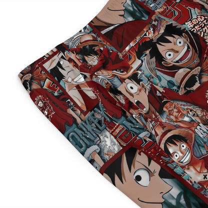 One Piece Anime Monkey D Luffy Red Collage Men's Board Shorts