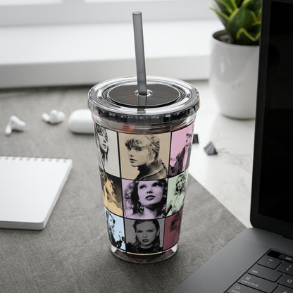 Taylor Swift Eras Collage Sunsplash Tumbler with Straw