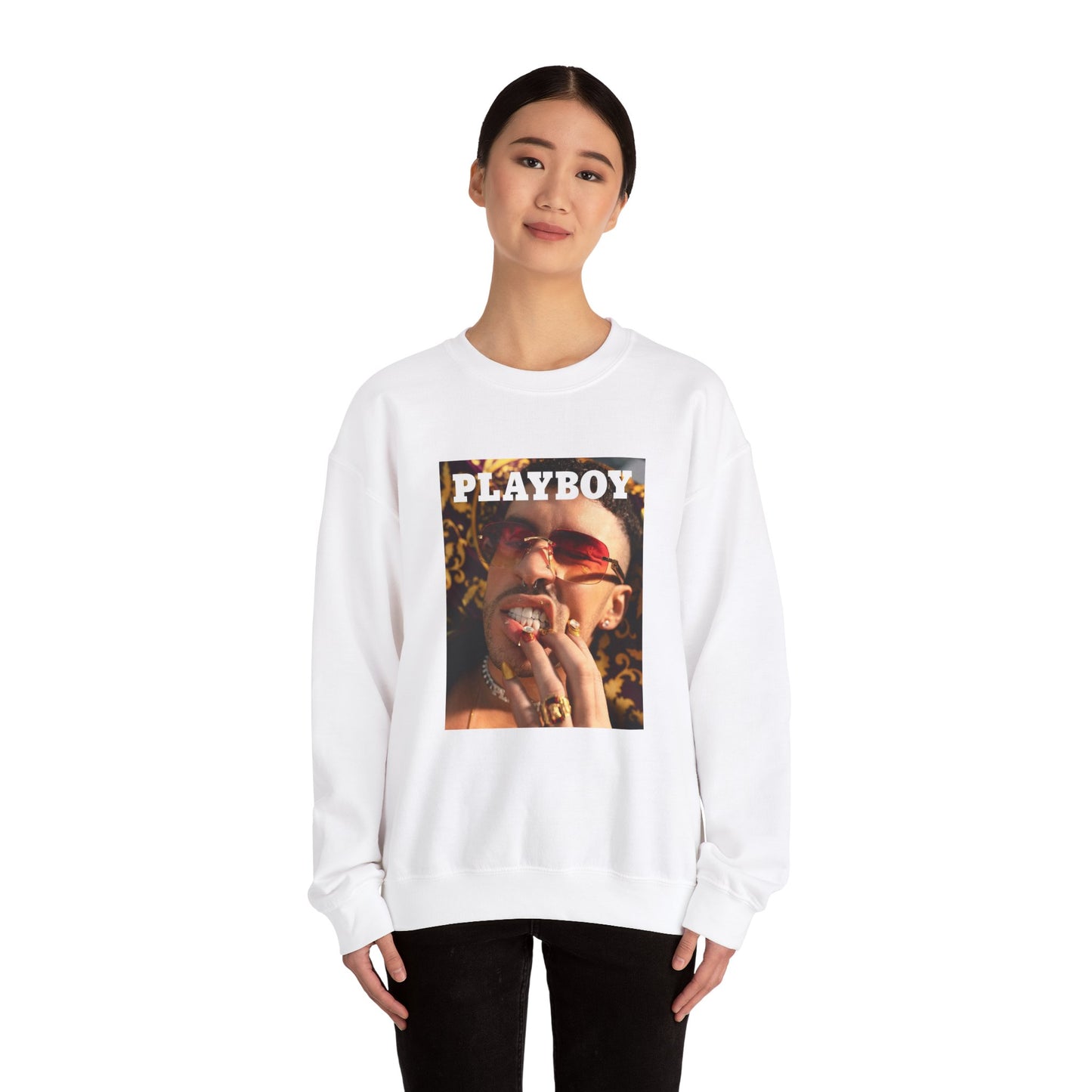 Bad Bunny Playboy Cover Unisex Heavy Blend Crewneck Sweatshirt