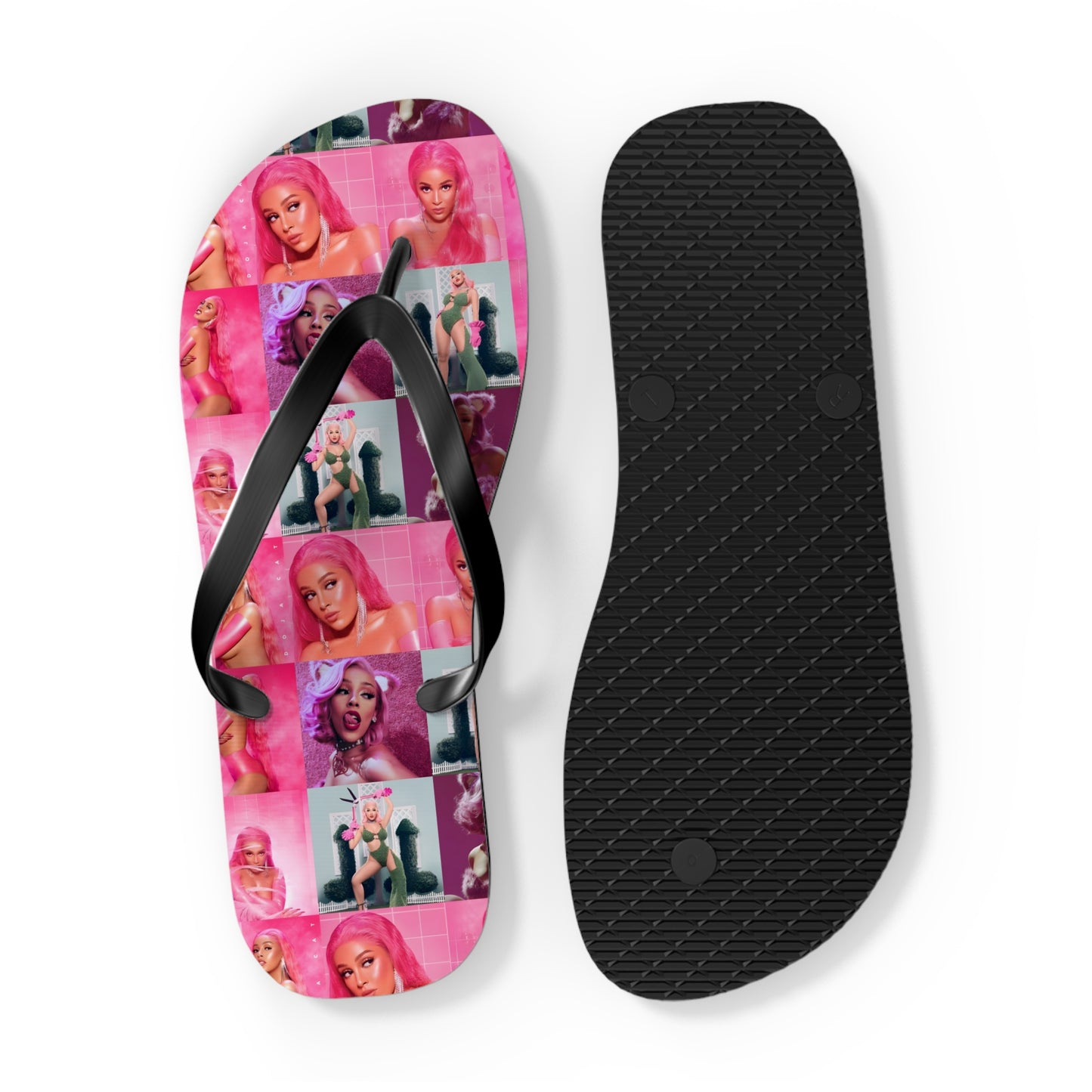 Doja Cat Hot Pink Mosaic Flip Flops