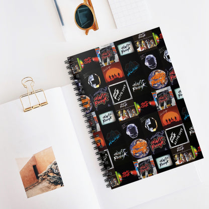 Daft Punk Album Cover Art Collage Ruled Line Spiral Notebook