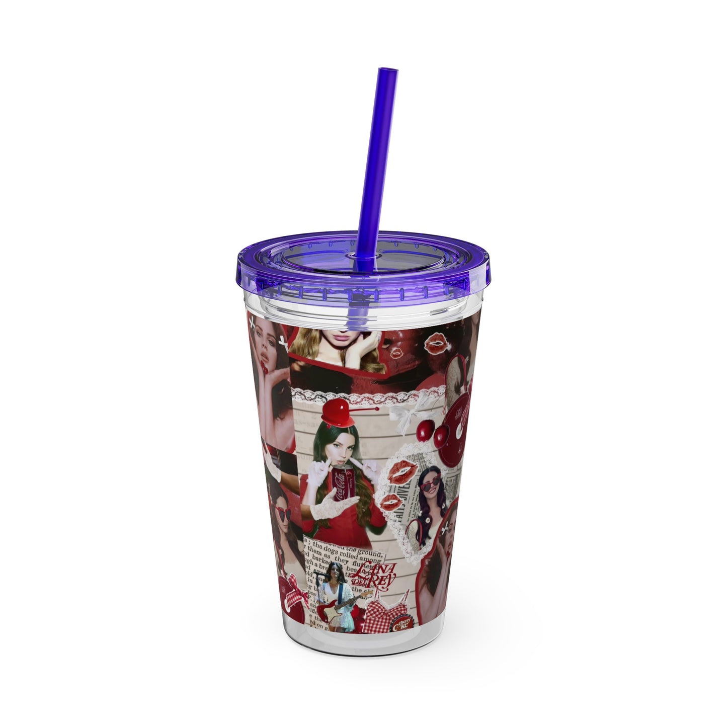 Lana Del Rey Cherry Coke Collage Sunsplash Tumbler with Straw