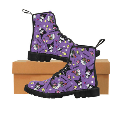 Kuromi Ice Cream Sundae Pattern Women's Canvas Boots