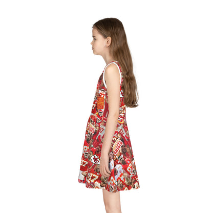 Travis Kelce Chiefs Red Collage Girls' Sleeveless Sundress