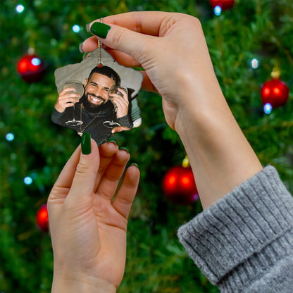 Drake Happy And Drinking Ceramic Ornament