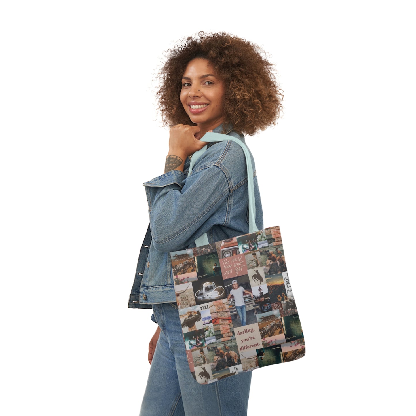 Morgan Wallen Darling You're Different Collage Polyester Canvas Tote Bag