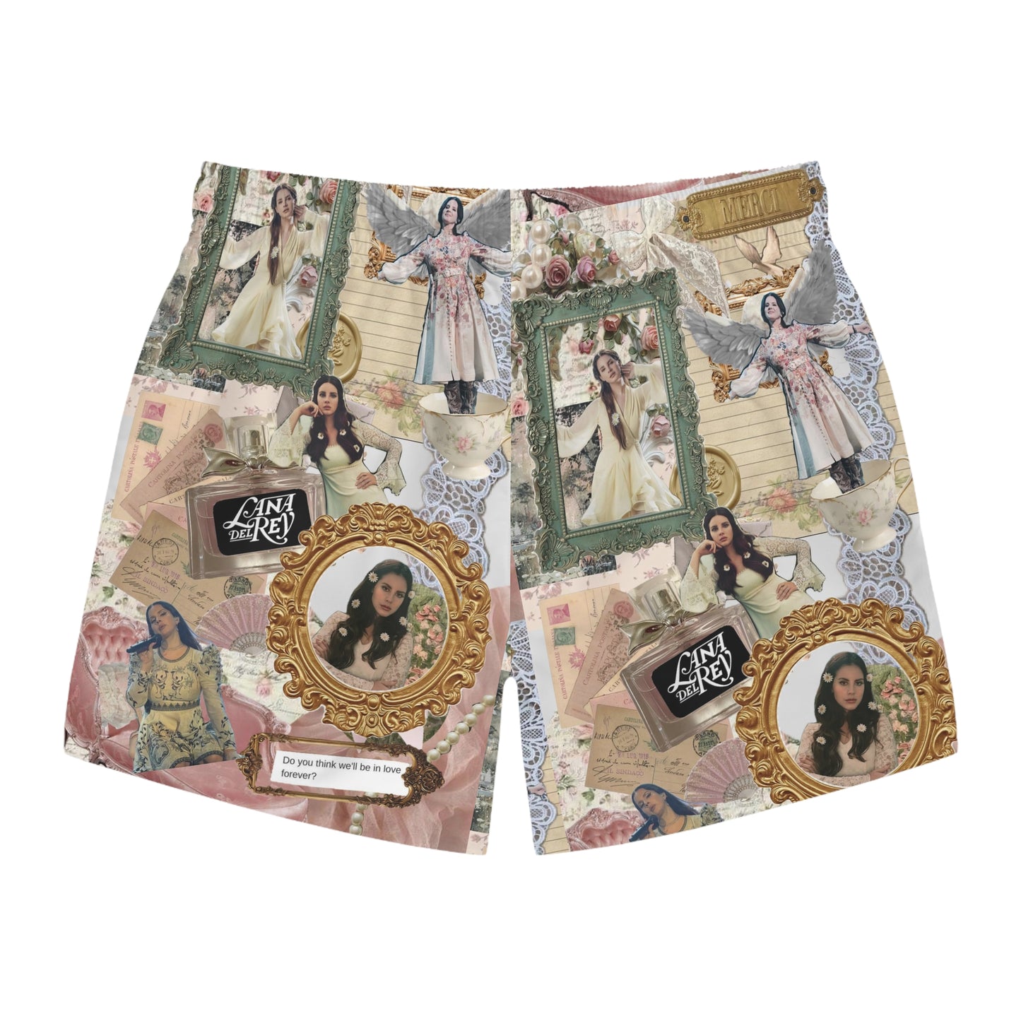 Lana Del Rey Victorian Collage Men's Swim Trunks