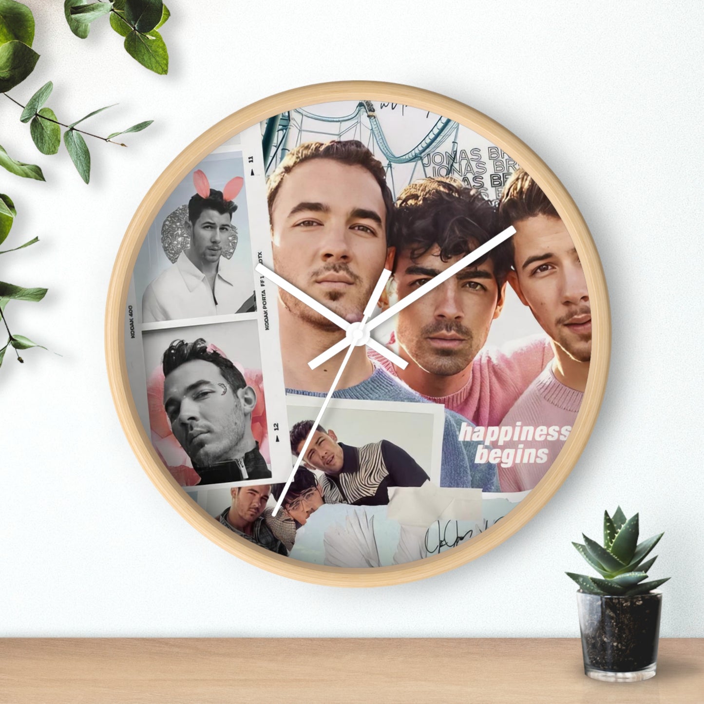 Jonas Brother Happiness Begins Collage Round Wall Clock