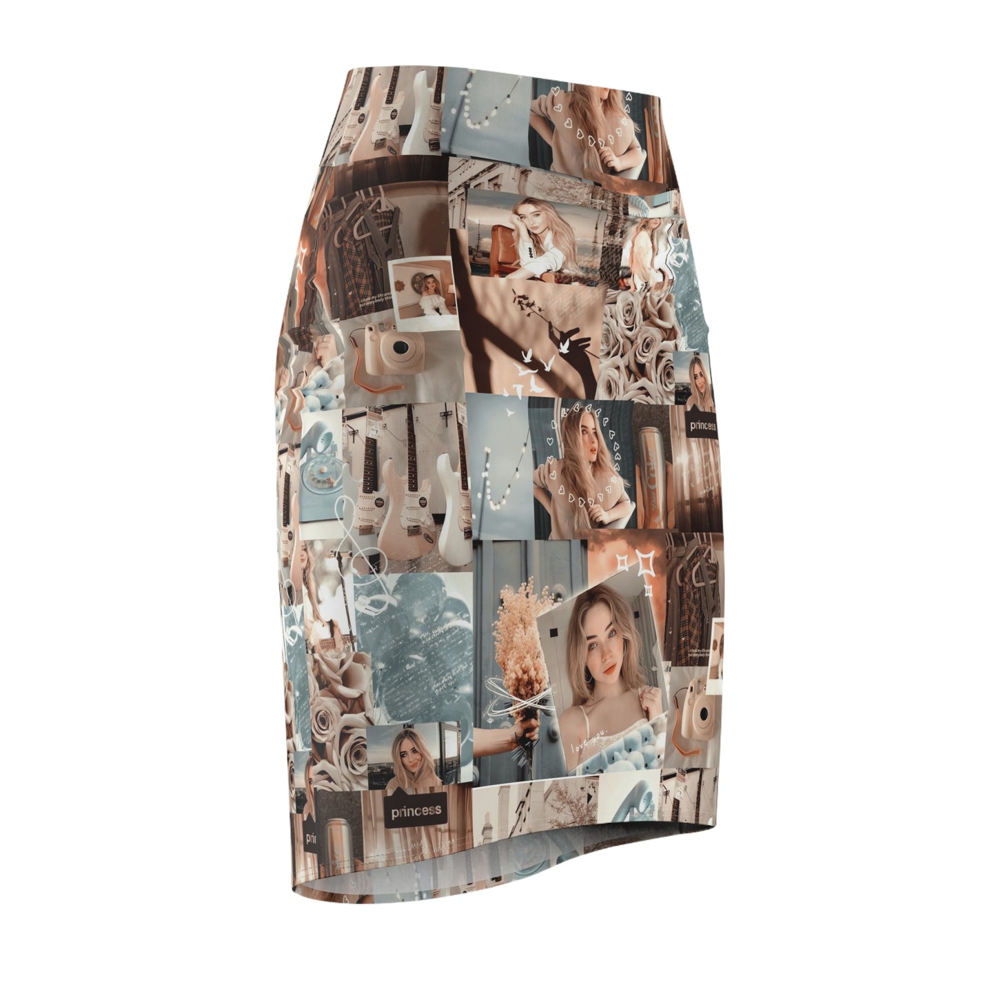 Sabrina Carpenter Peachy Princess Collage Women's Pencil Skirt