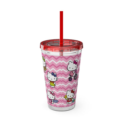 Hello Kitty Playtime Collage Sunsplash Tumbler with Straw