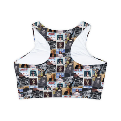 Lana Del Rey Album Cover Collage Fully Lined Padded Sports Bra