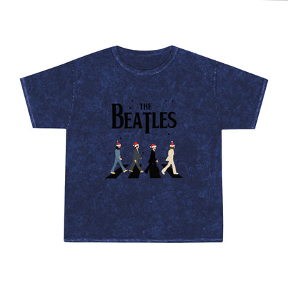 The Beatles Abbey Road Santas Unisex Mineral Wash Vintage Tee Shirt