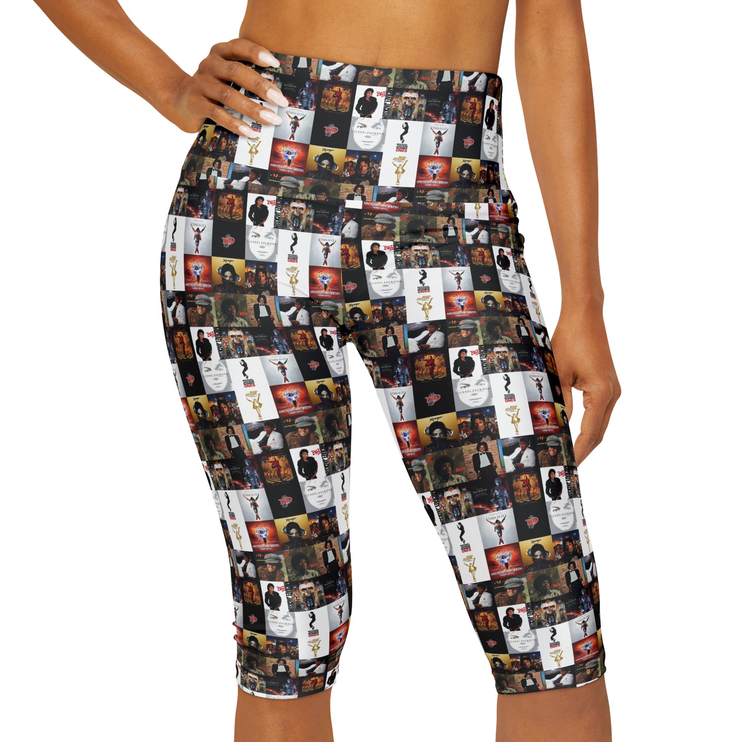 Michael Jackson Album Cover Collage Yoga Capri Leggings