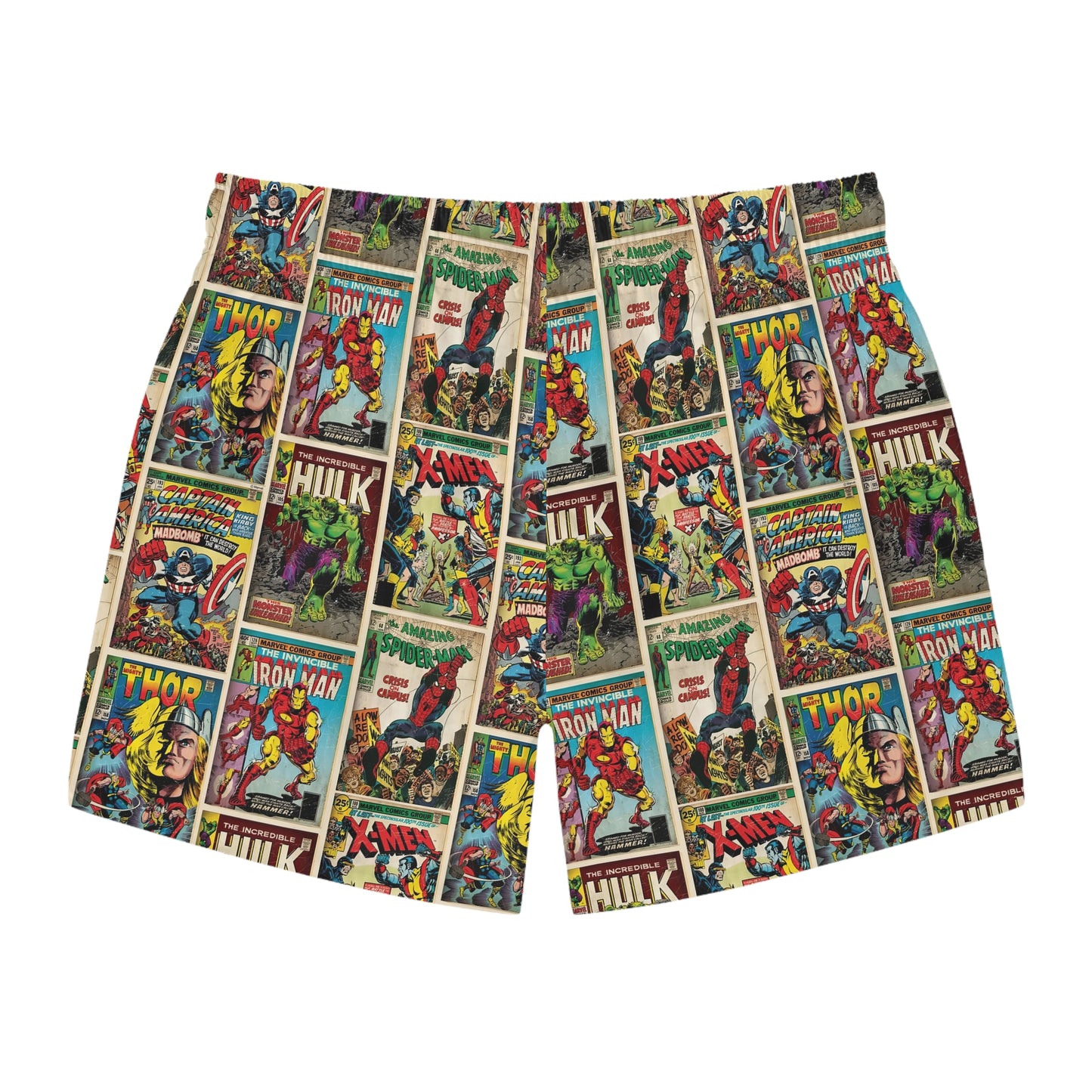 Marvel Comic Book Cover Collage Men's Swim Trunks