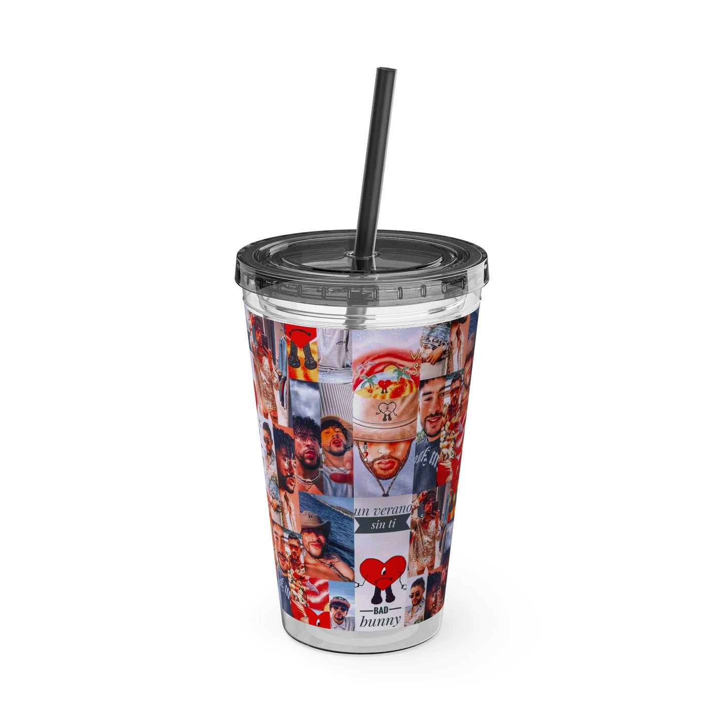 Bad Bunny Un Verano Sin Ti Photo Collage Sunsplash Tumbler with Straw