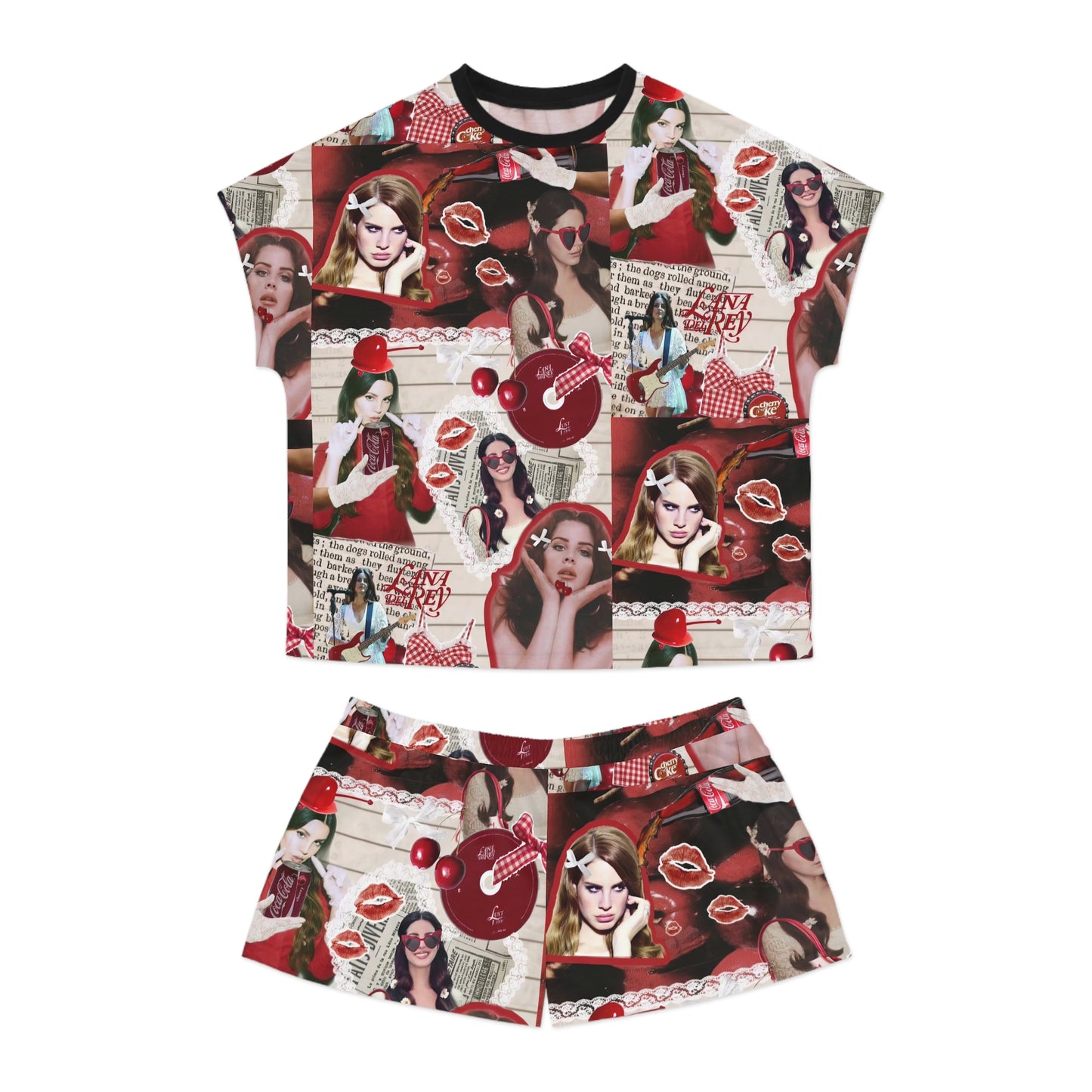 Lana Del Rey Cherry Coke Collage Women's Short Pajama Set