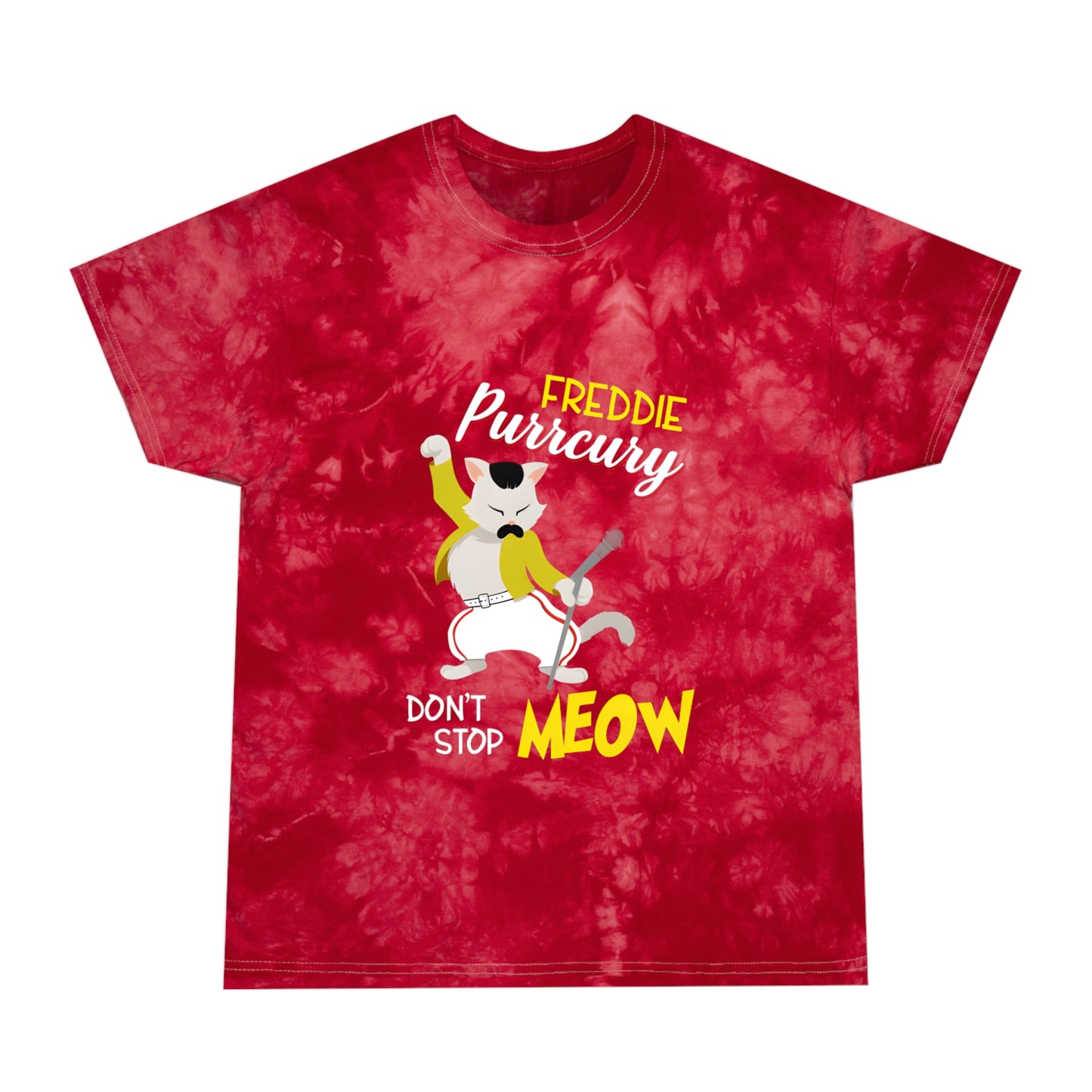 Queen Don't Stop Meow Freddie Purrcury Tie-Dye Tee, Crystal