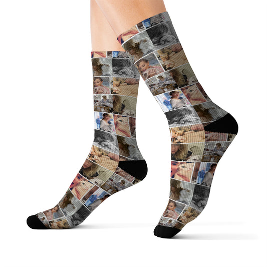 Taylor Swift's Cats Collage Pattern Tube Socks