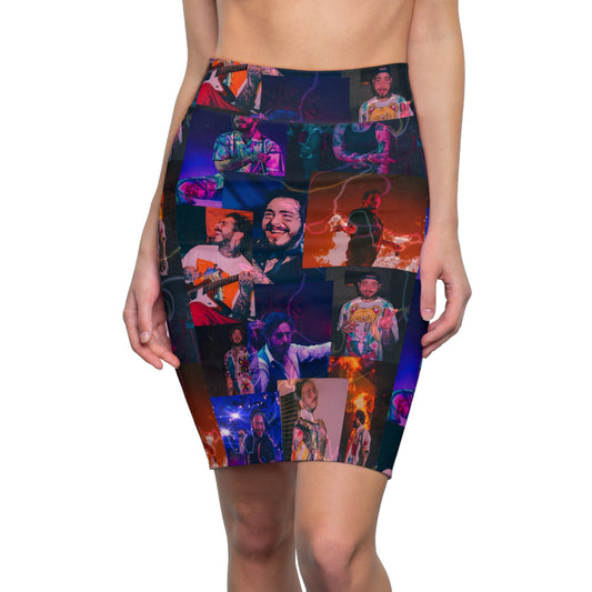 Post Malone Lightning Photo Collage Women's Pencil Skirt