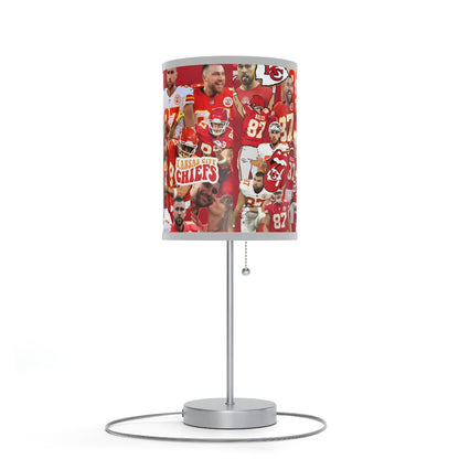 Travis Kelce Chiefs Red Collage Lamp on a Stand