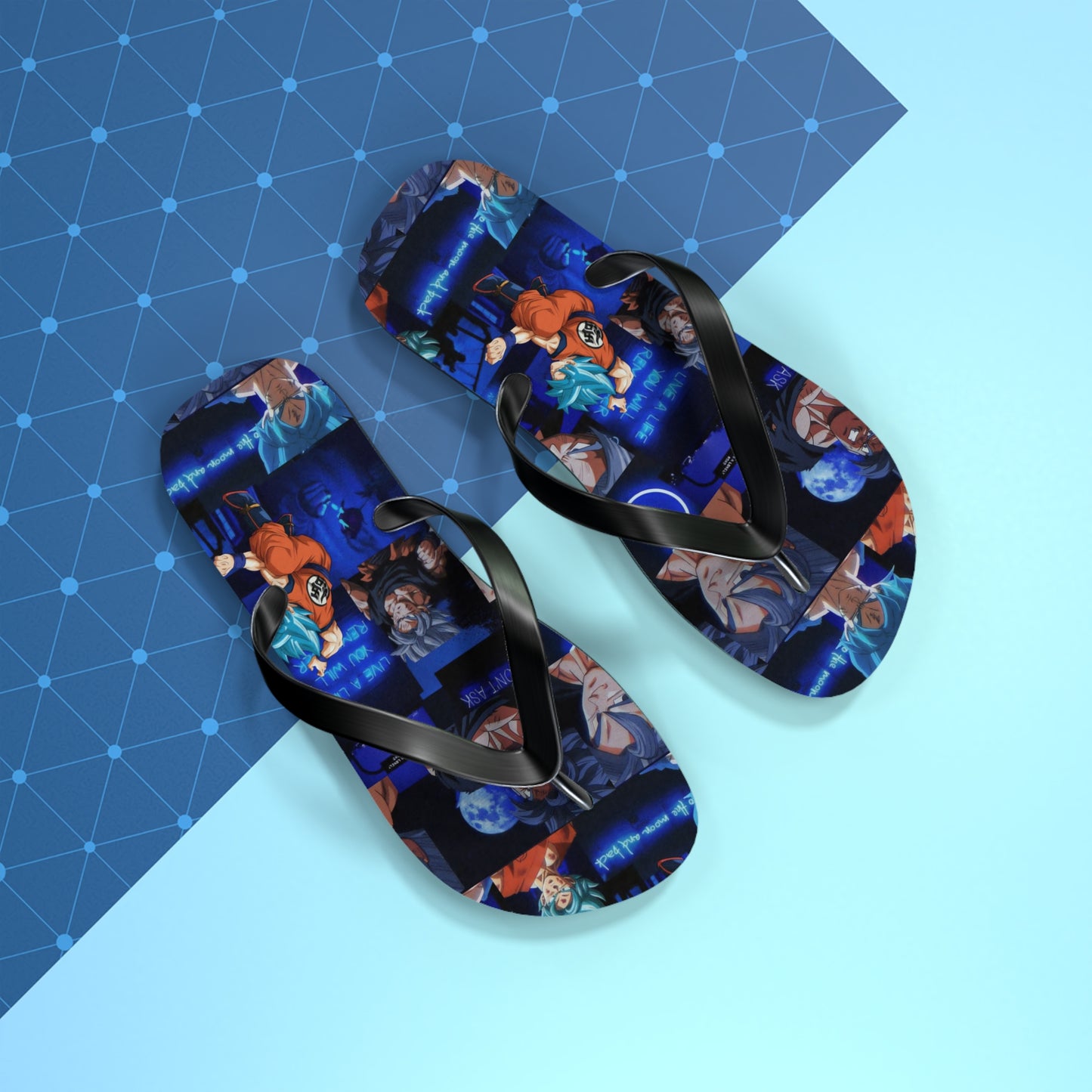 Dragon Ball Z Saiyan Moonlight Collage Flip Flops