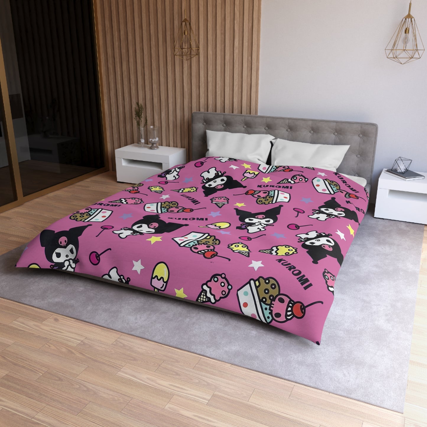 Kuromi Ice Cream Sundae Pattern Microfiber Duvet Cover