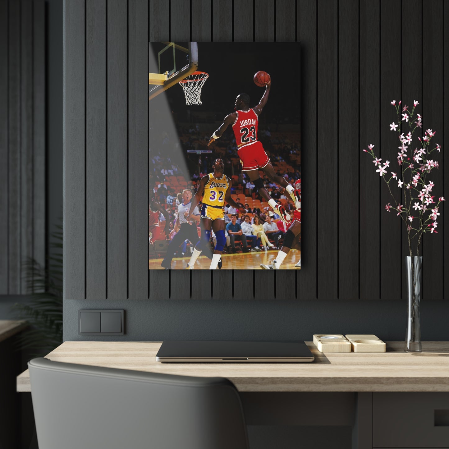 Michael Jordan Dunking On Magic Johnson Acrylic Prints