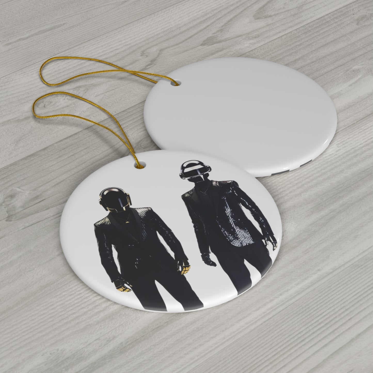 Daft Punk Standing In Black Suits Ceramic Ornament