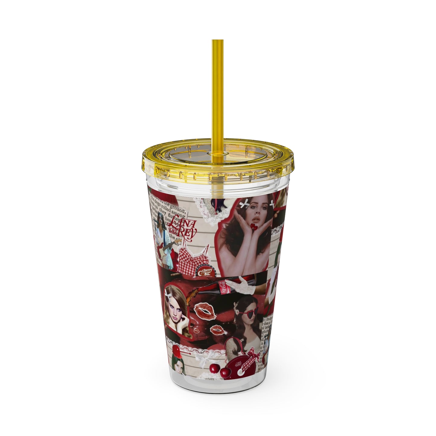 Lana Del Rey Cherry Coke Collage Sunsplash Tumbler with Straw