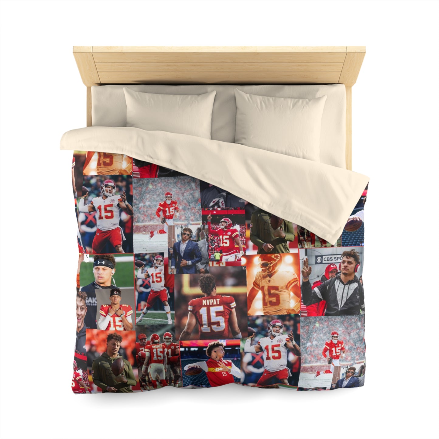 Patrick Mahomes Chiefs MVPAT Photo Collage Microfiber Duvet Cover