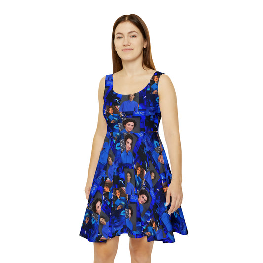 Timothee Chalamet Cool Blue Collage Women's Skater Dress