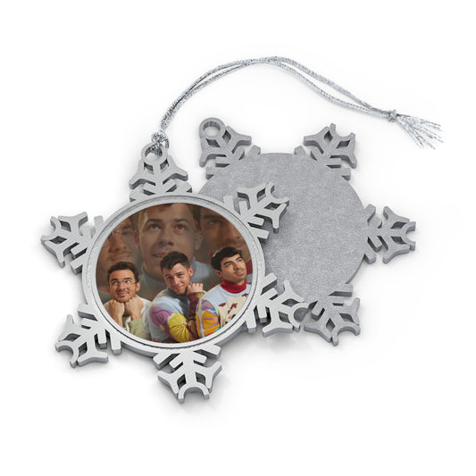 Jonas Brothers Ugly Sweater Photo Pewter Snowflake Ornament