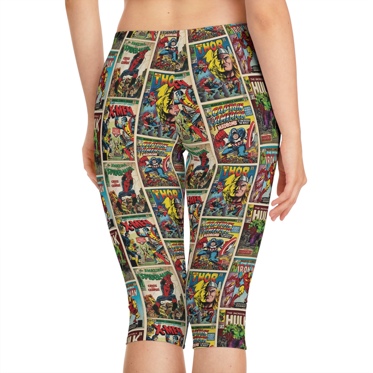 Marvel Comic Book Cover Collage Women's Capri Leggings