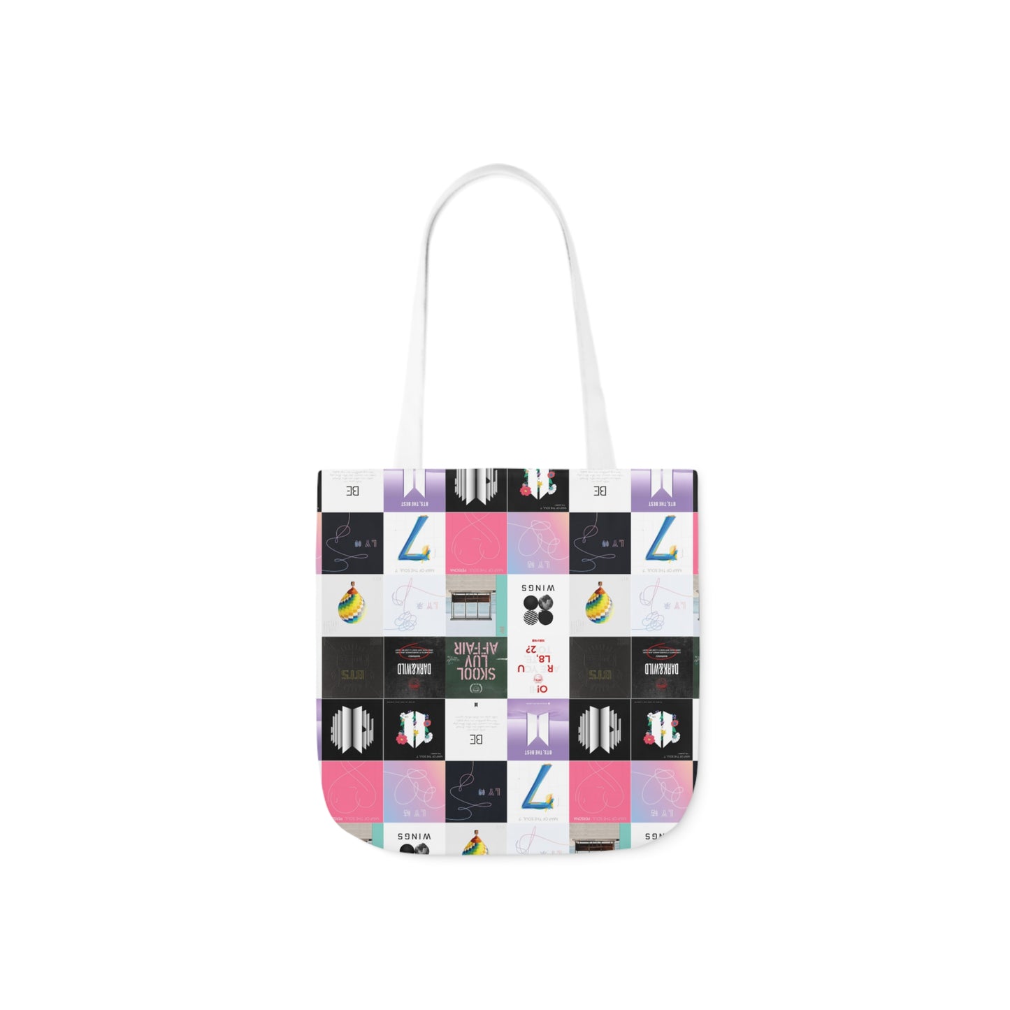 BTS Album Cover Art Collage Polyester Canvas Tote Bag