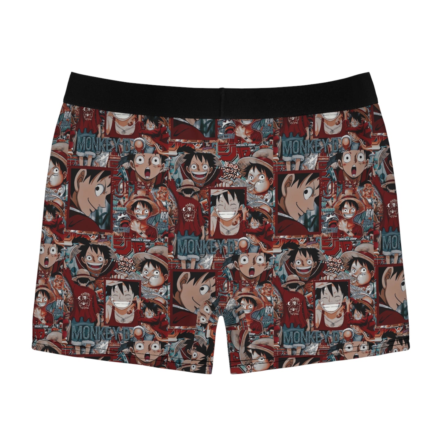 One Piece Anime Monkey D Luffy Red Collage Men's Boxer Briefs