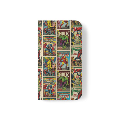 Marvel Comic Book Cover Collage Phone Flip Case