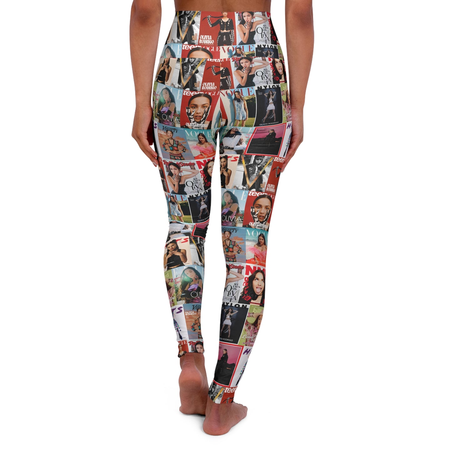 Olivia Rodrigo Magazine Cover Collage Pattern High Waisted Yoga Leggings