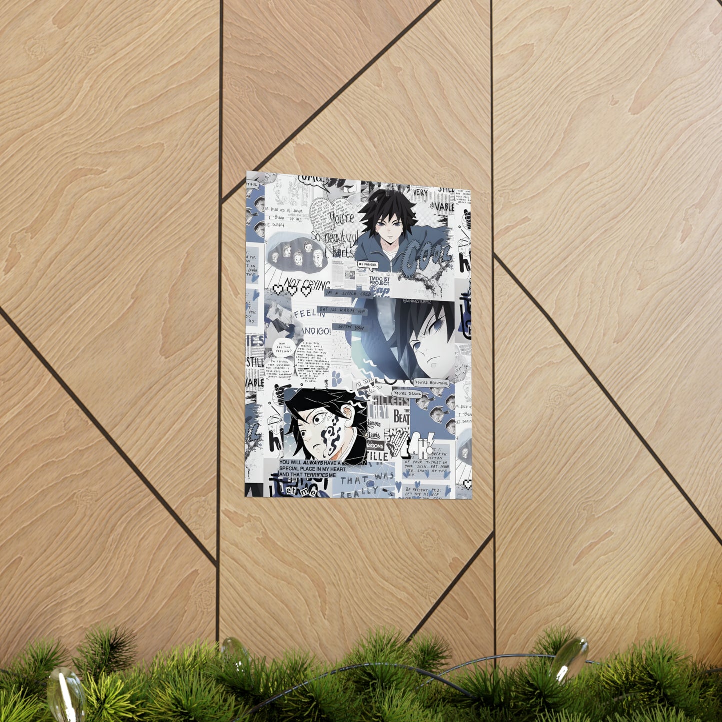 Demon Slayer Giyu Aesthetic Collage Matte Vertical Poster