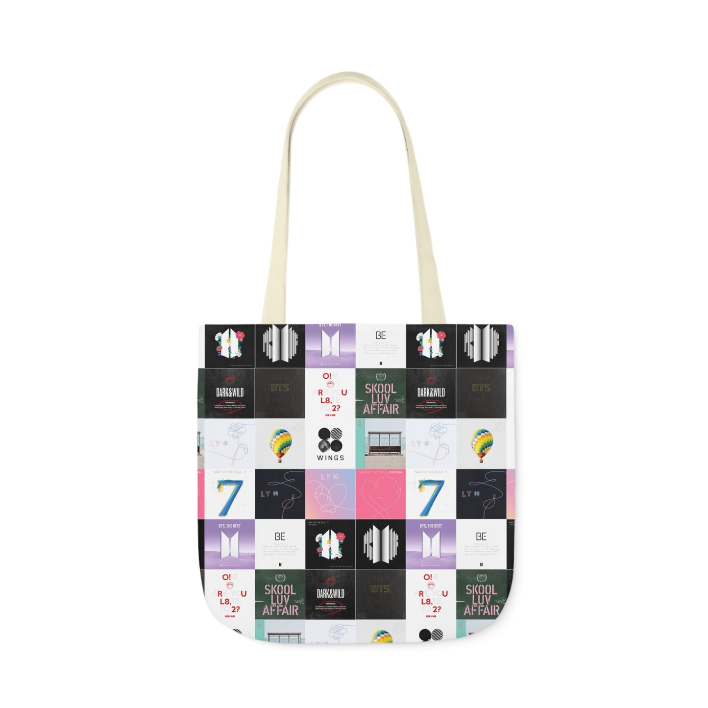 BTS Album Cover Art Collage Polyester Canvas Tote Bag