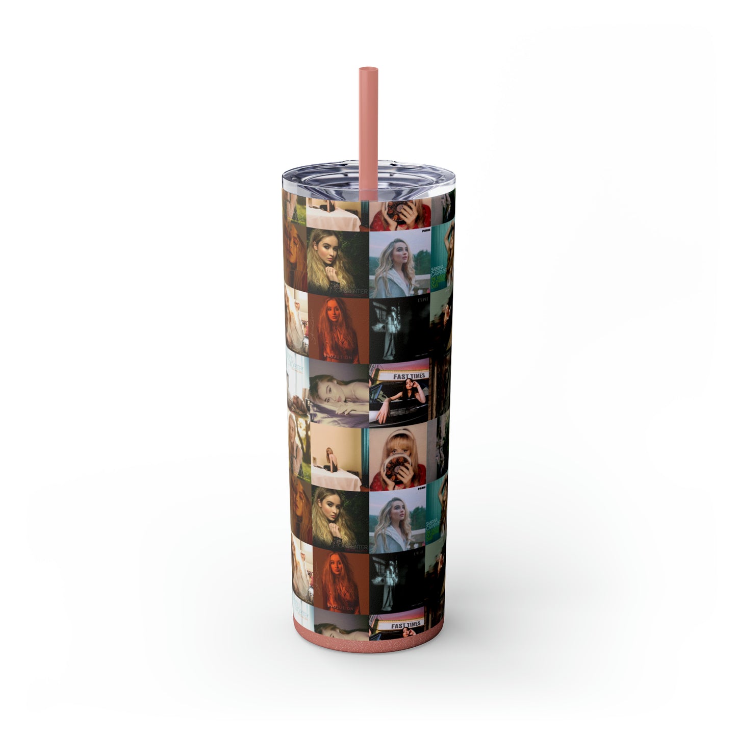 Sabrina Carpenter Album Cover Collage Skinny Tumbler with Straw