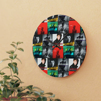 Justin Bieber Album Cover Collage Acrylic Wall Clock