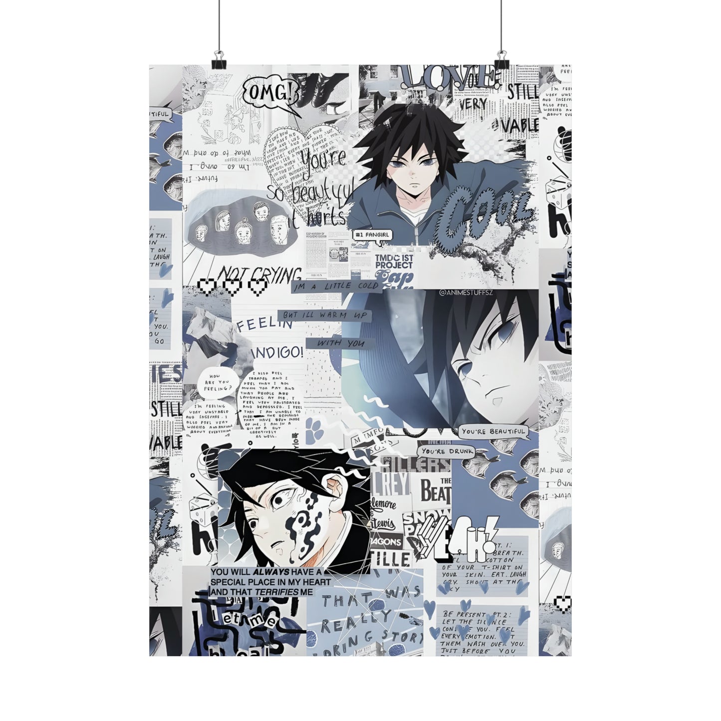 Demon Slayer Giyu Aesthetic Collage Matte Vertical Poster