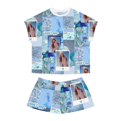 Olivia Rodrigo Light Blue Aesthetic Collage Women's Short Pajama Set