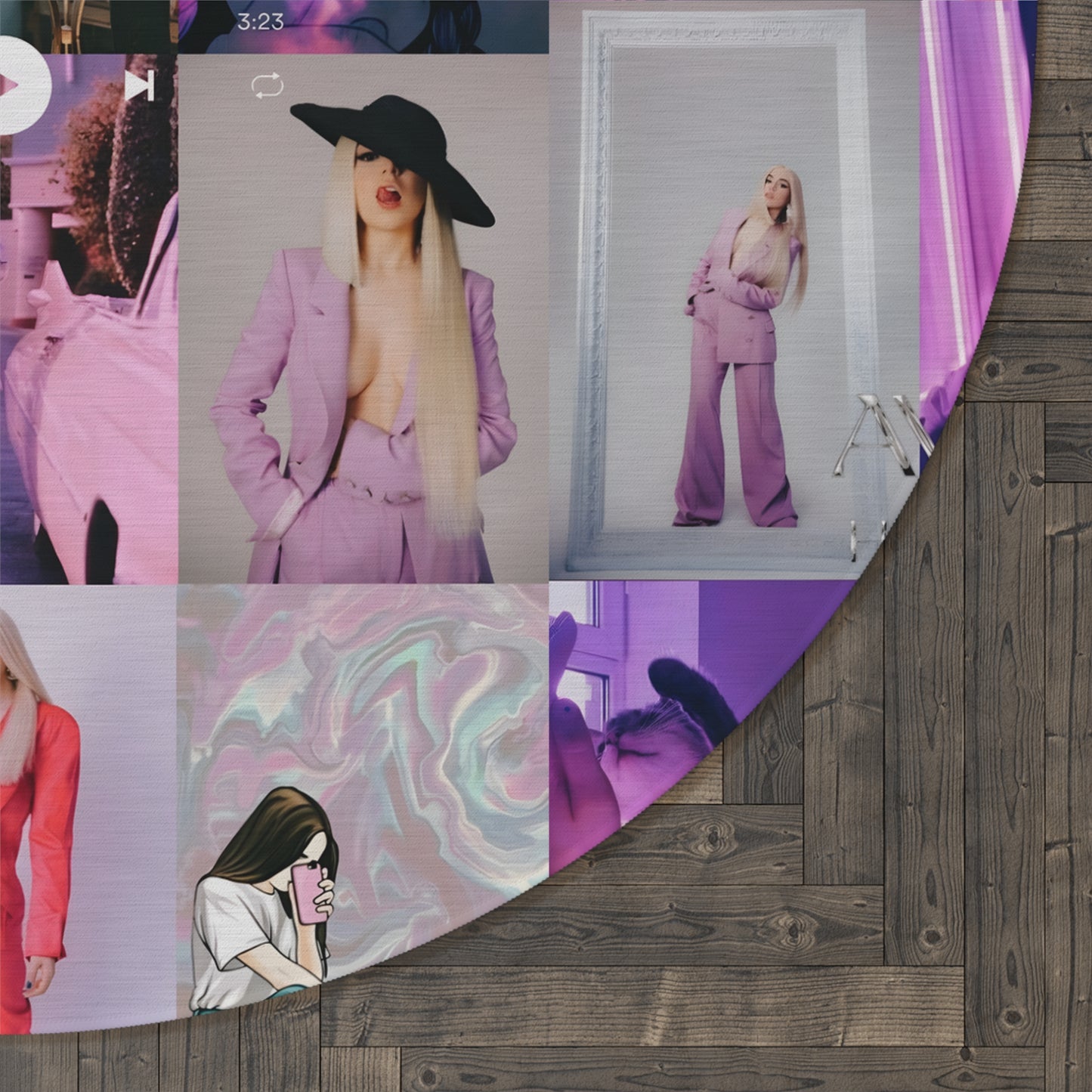 Ava Max Belladonna Photo Collage Round Rug