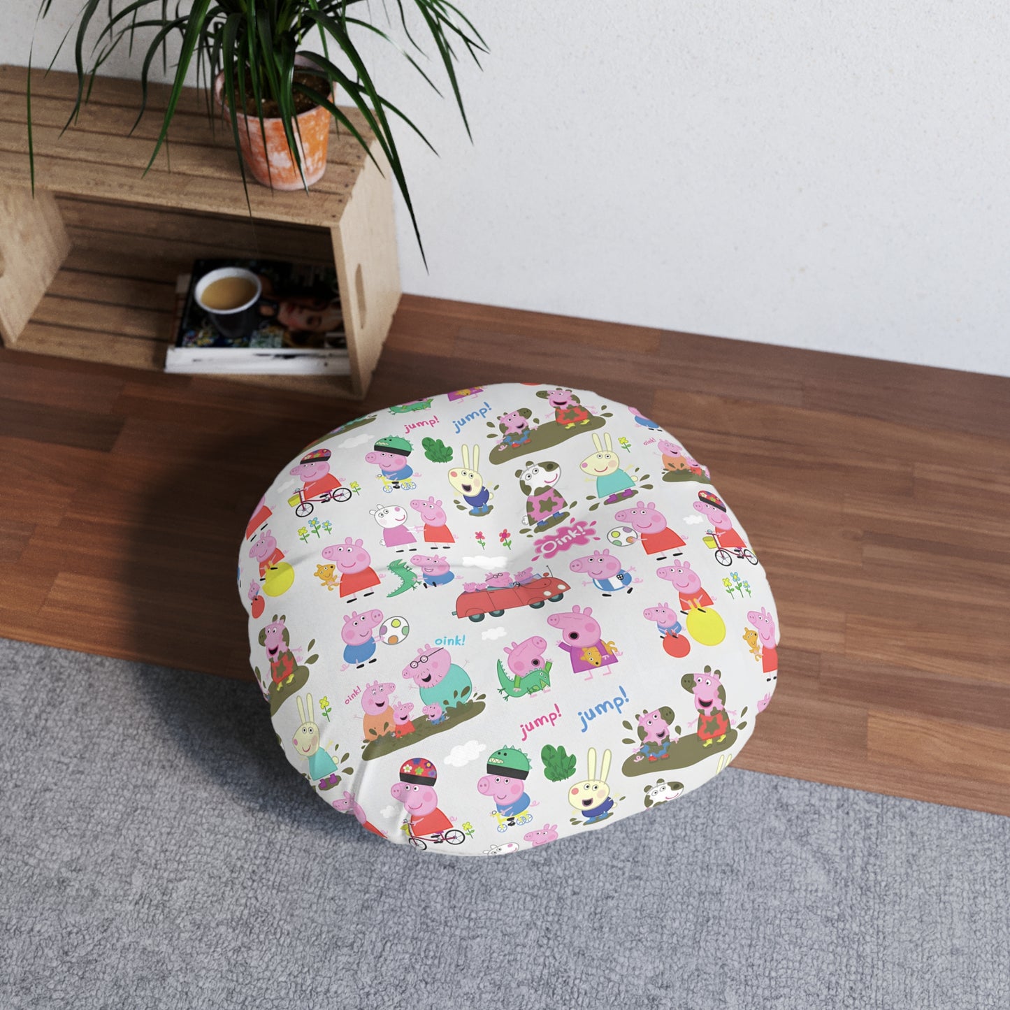 Peppa Pig Oink Oink Collage Tufted Round Floor Pillow