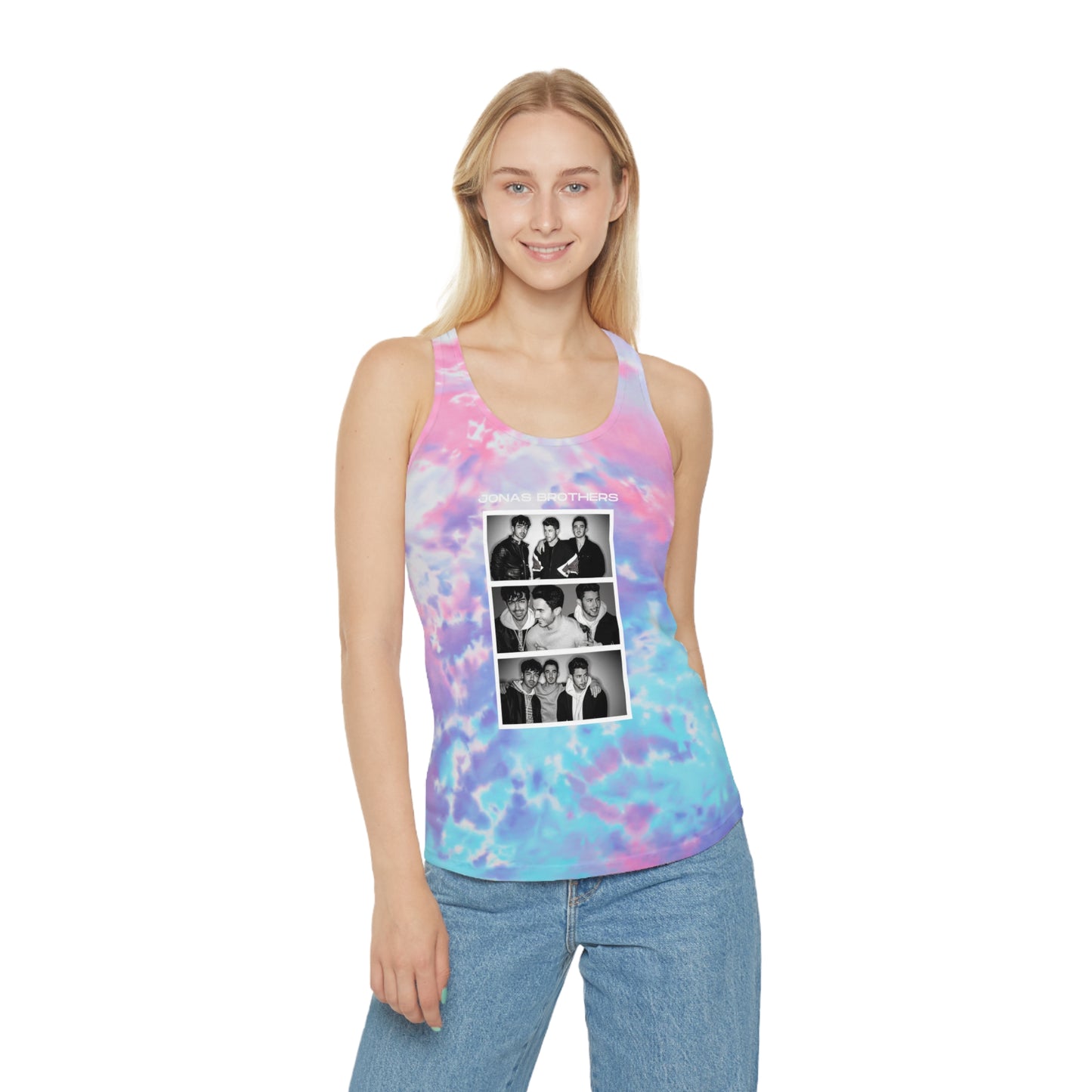 Jonas Brothers Photo Booth Tie Dye Racerback Tank Top