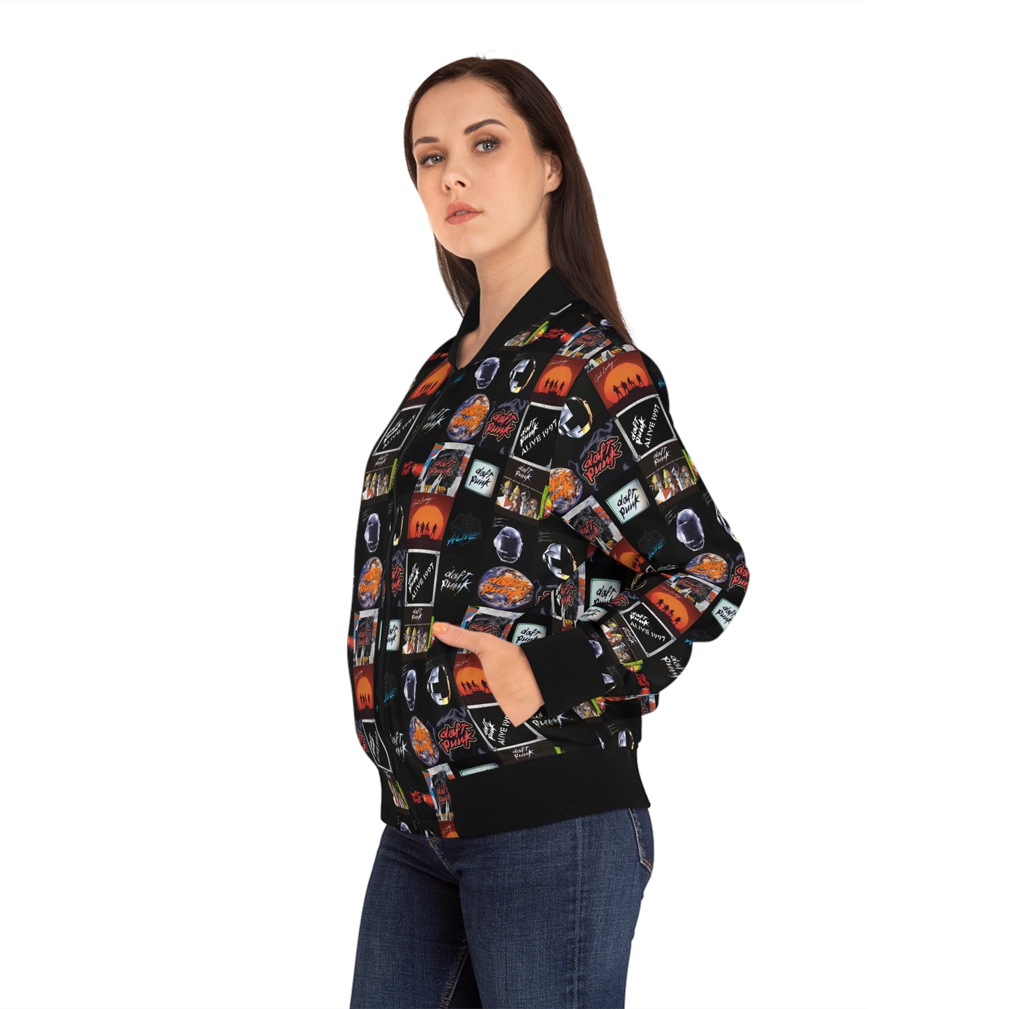 Daft Punk Album Cover Art Collage Women's Bomber Jacket