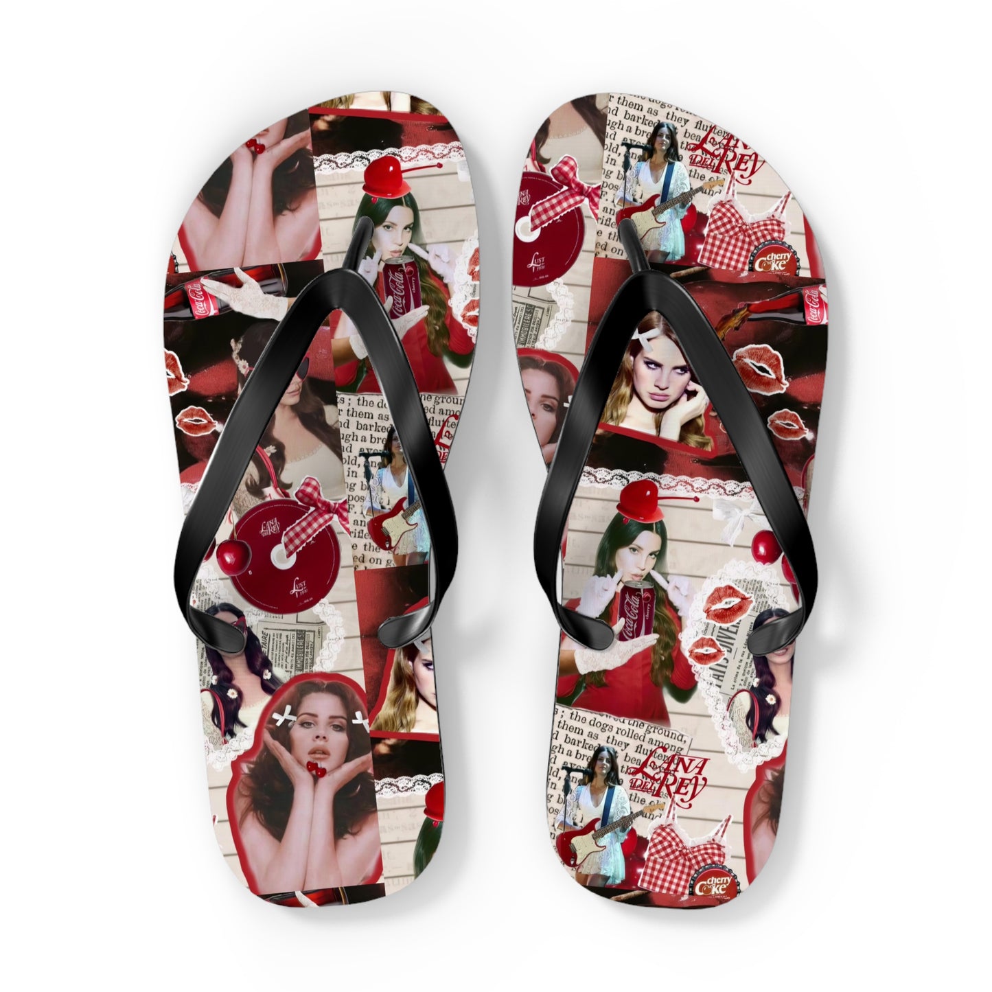 Lana Del Rey Cherry Coke Collage Flip Flops