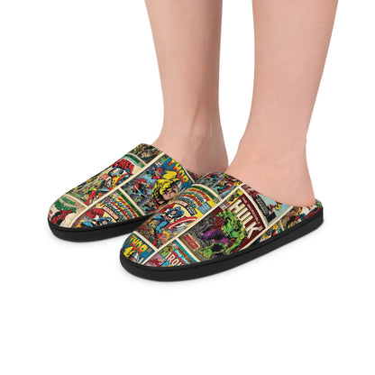 Marvel Comic Book Cover Collage Women's Indoor Slippers